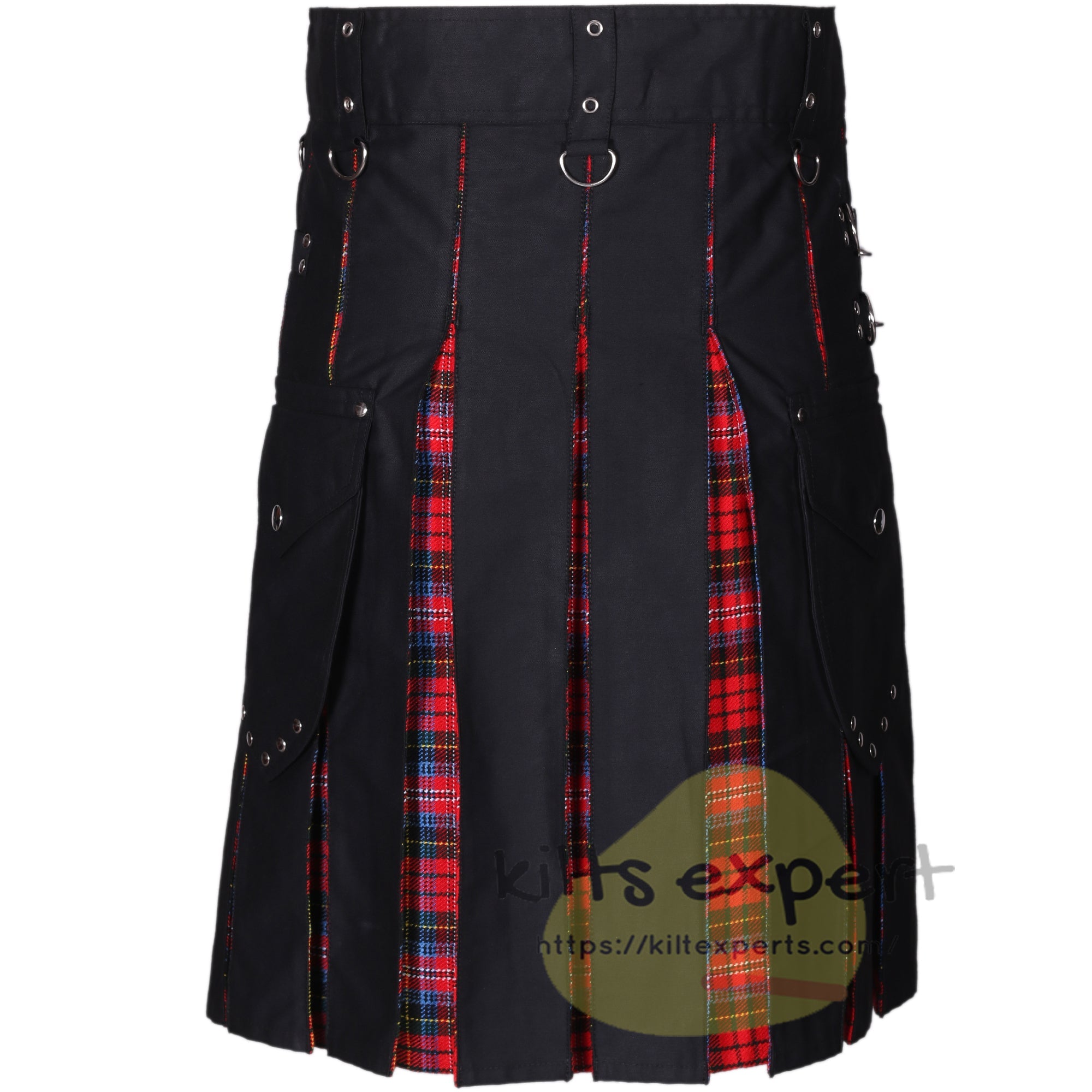 Black Cargo Hybrid Utility Kilt with MacPherson Tartan - Kilt Experts