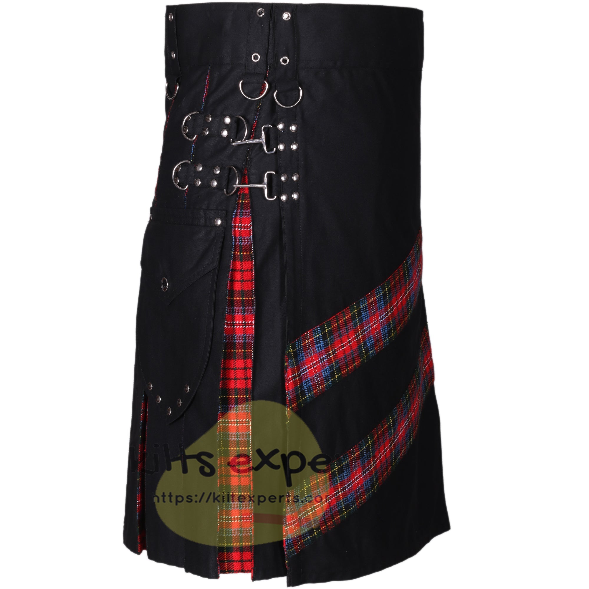 Black Cargo Hybrid Utility Kilt with MacPherson Tartan - Kilt Experts