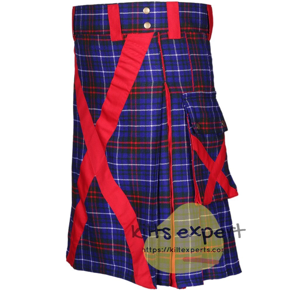 Edmonstone Tartan X Style On Front Apron Hybird Utility Kilt - Kilt Experts