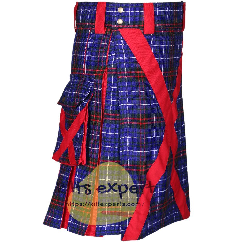 Edmonstone Tartan X Style On Front Apron Hybird Utility Kilt - Kilt Experts