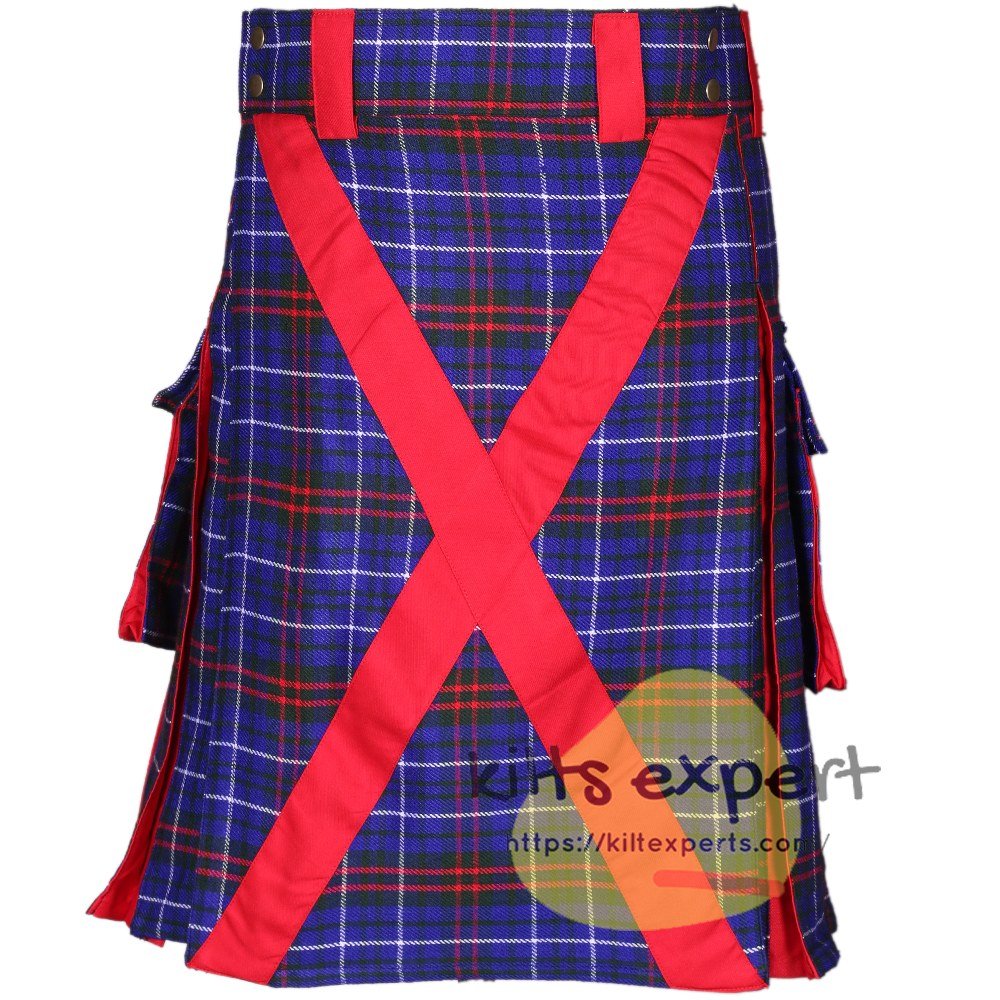 Edmonstone Tartan X Style On Front Apron Hybird Utility Kilt - Kilt Experts