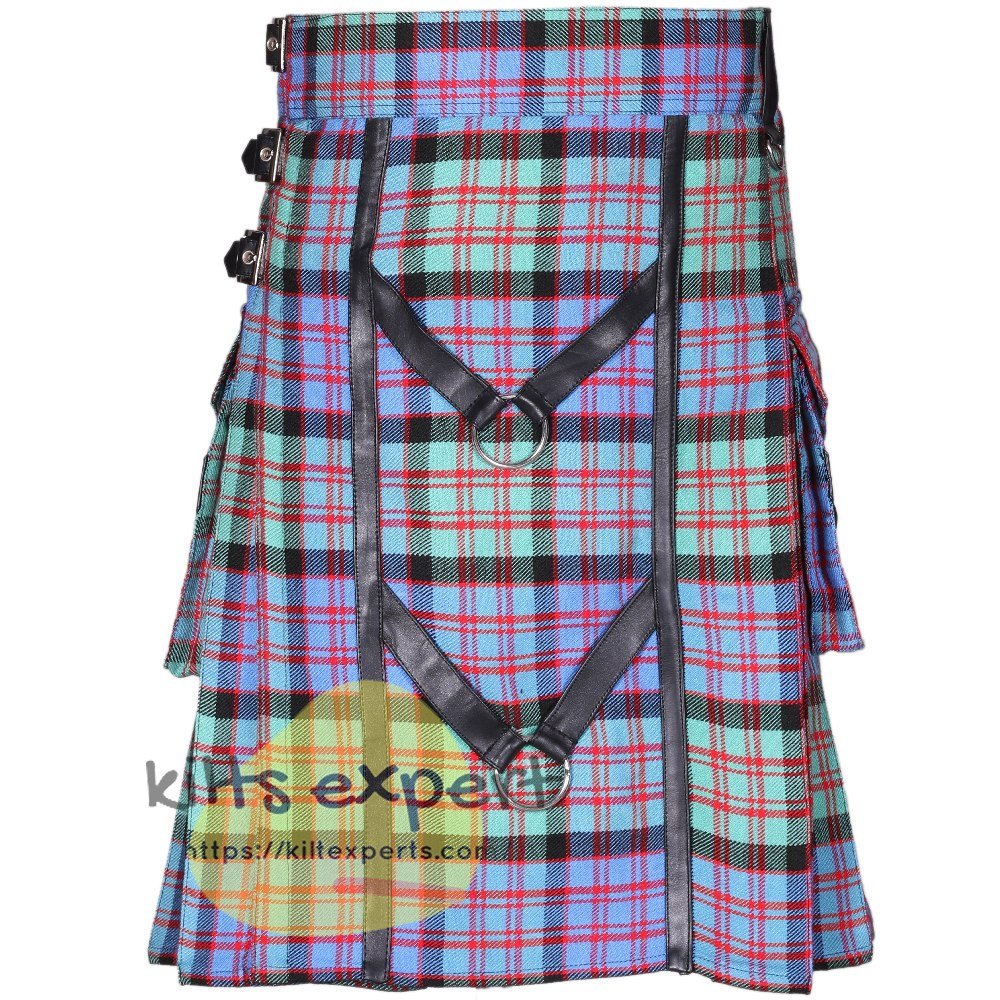 MacDonald Dress Ancient Tartan Utility Kilt With Three Leather Straps - Kilt Experts