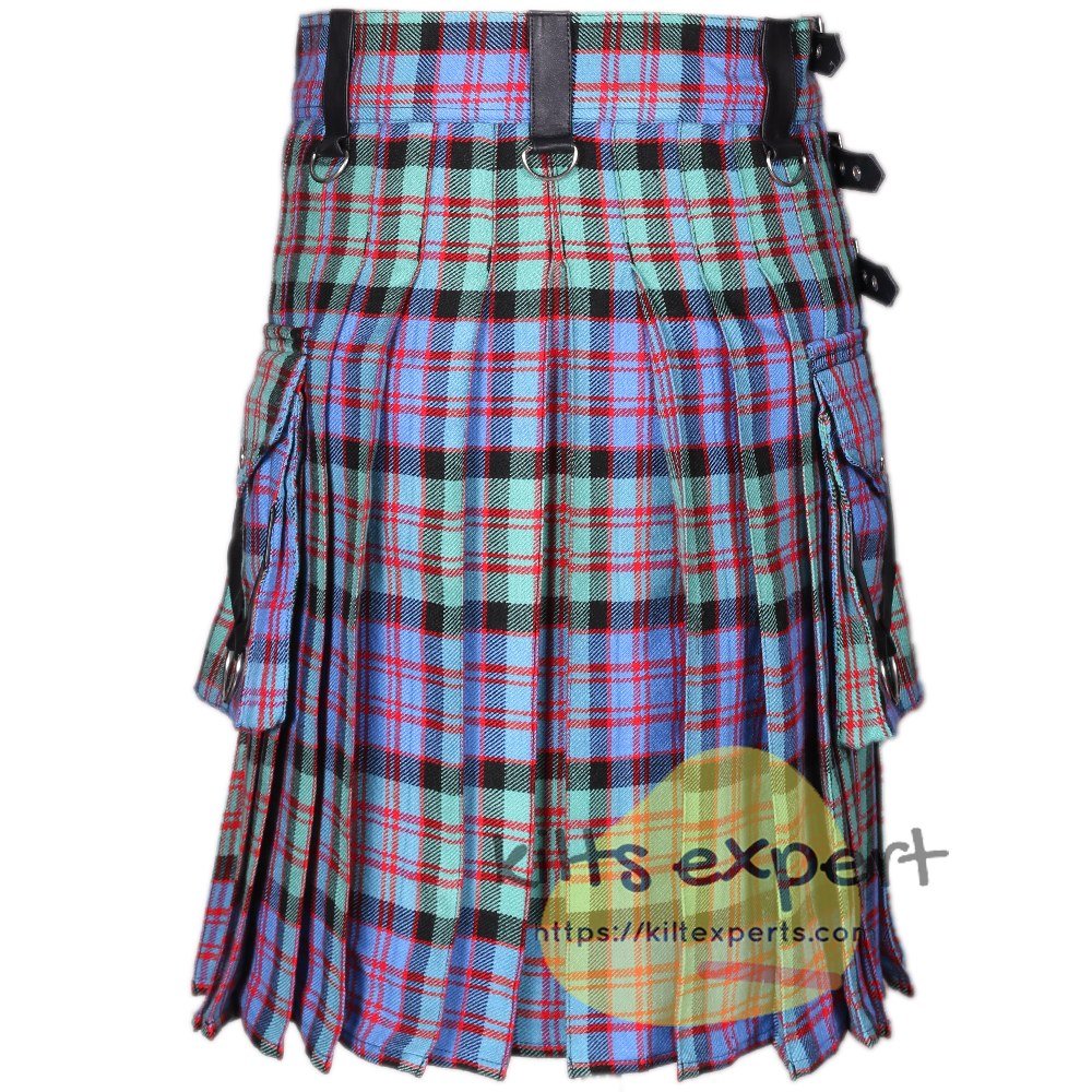 MacDonald Dress Ancient Tartan Utility Kilt With Three Leather Straps - Kilt Experts