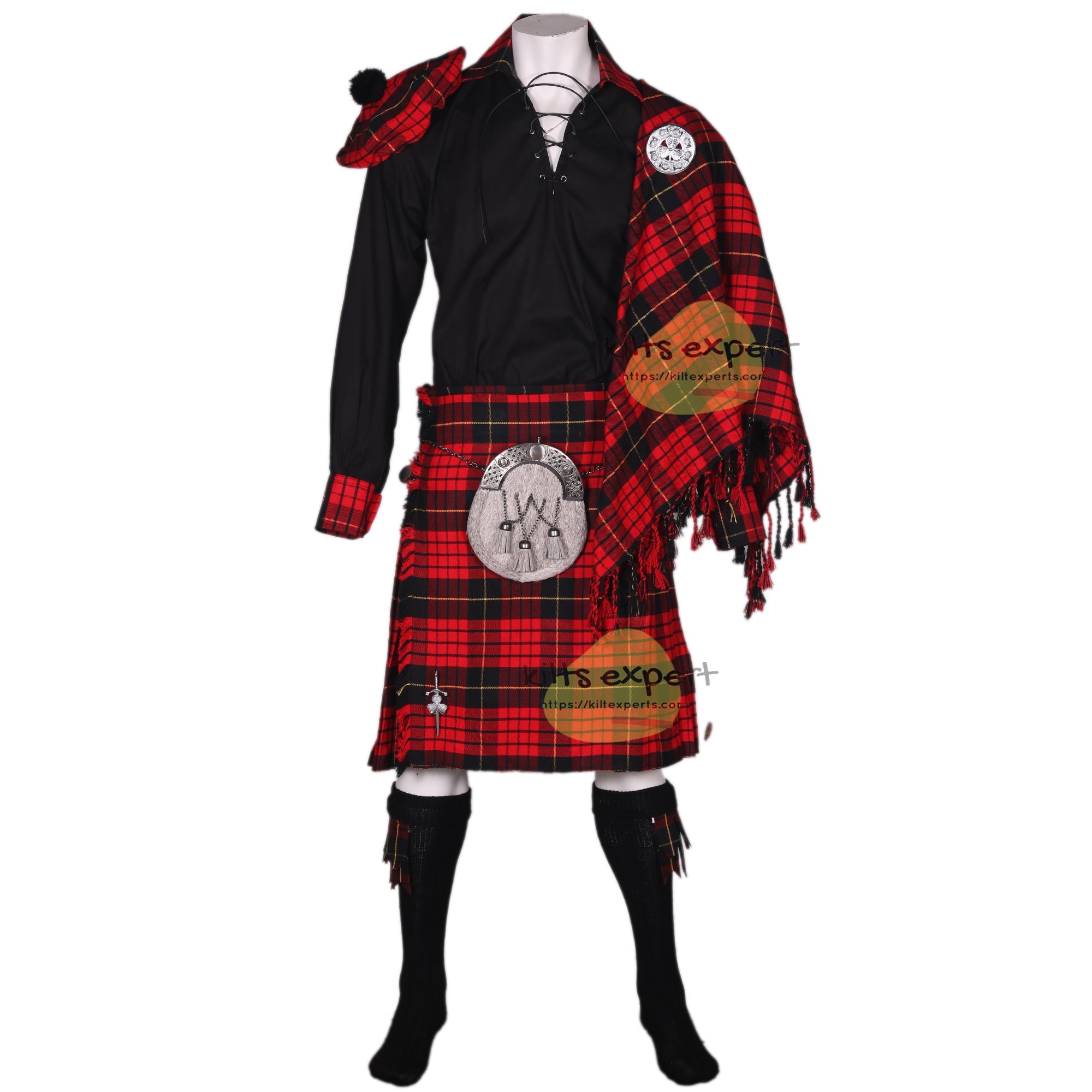 MacQueen Modern Kilt Outfit - Complete 9 - Piece Traditional Scottish Kilt Set - Available in Different Colors - Kilt Experts