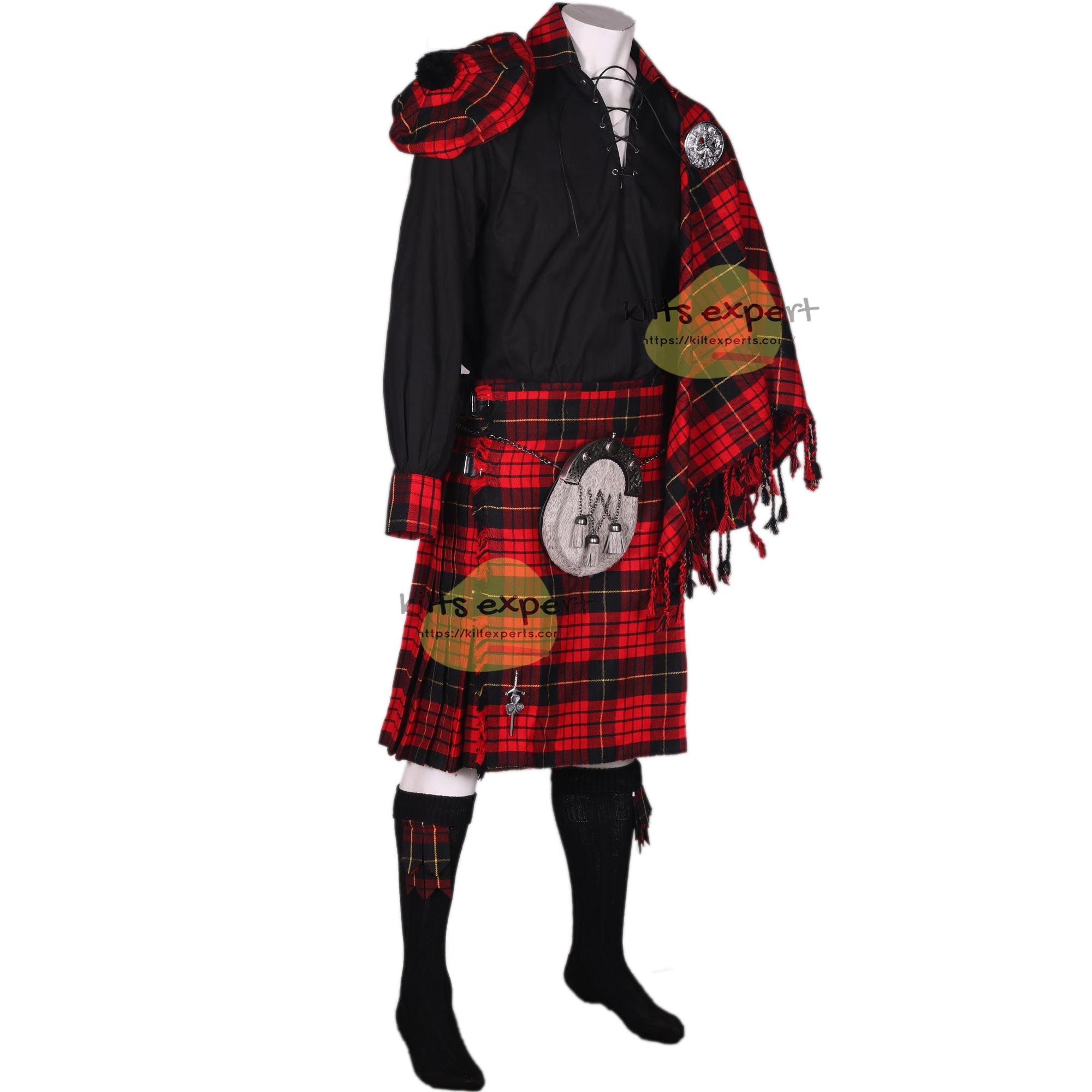 MacQueen Modern Kilt Outfit - Complete 9 - Piece Traditional Scottish Kilt Set - Available in Different Colors - Kilt Experts