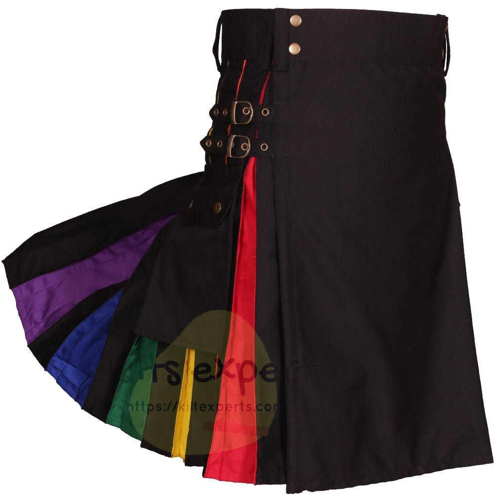 Black Rainbow Utility Kilt For Men - Kilt Experts