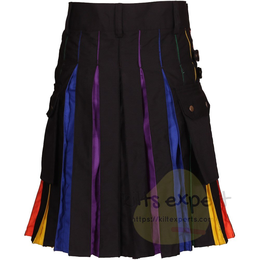 Black Rainbow Utility Kilt For Men - Kilt Experts