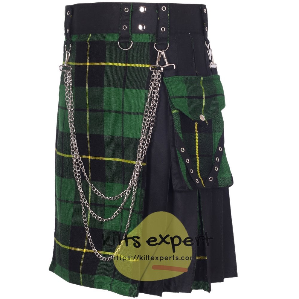 Black & Wallace Hunting Hybird Utility Kilt With Detachable Chain & Pockets - Kilt Experts