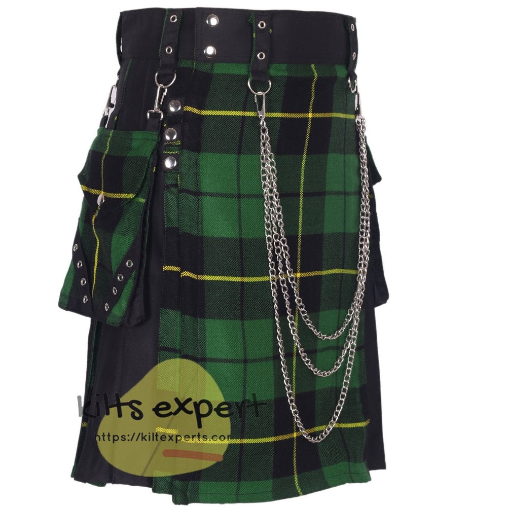 Black & Wallace Hunting Hybird Utility Kilt With Detachable Chain & Pockets - Kilt Experts