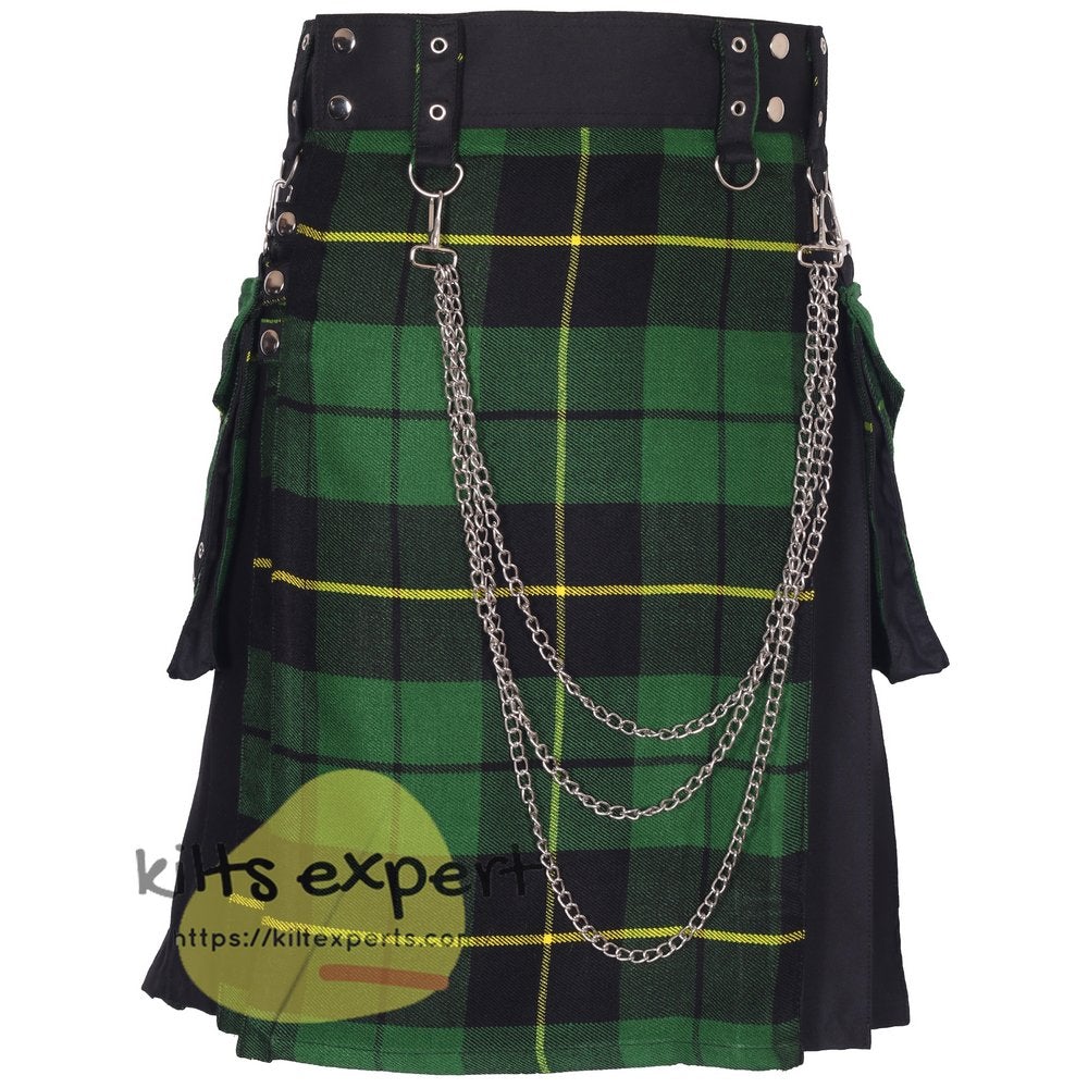 Black & Wallace Hunting Hybird Utility Kilt With Detachable Chain & Pockets - Kilt Experts