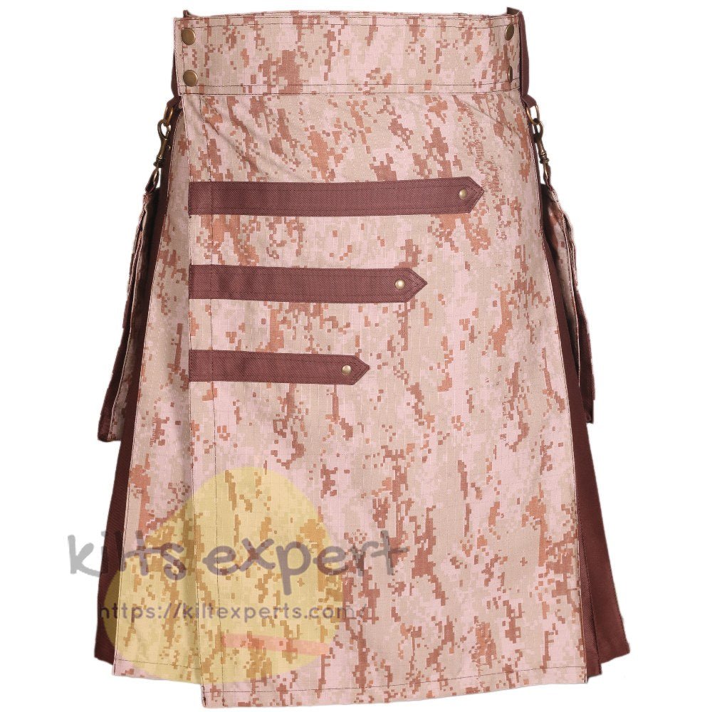 Digital Camo Desert Utility Kilt With Detachable Pockets - Kilt Experts