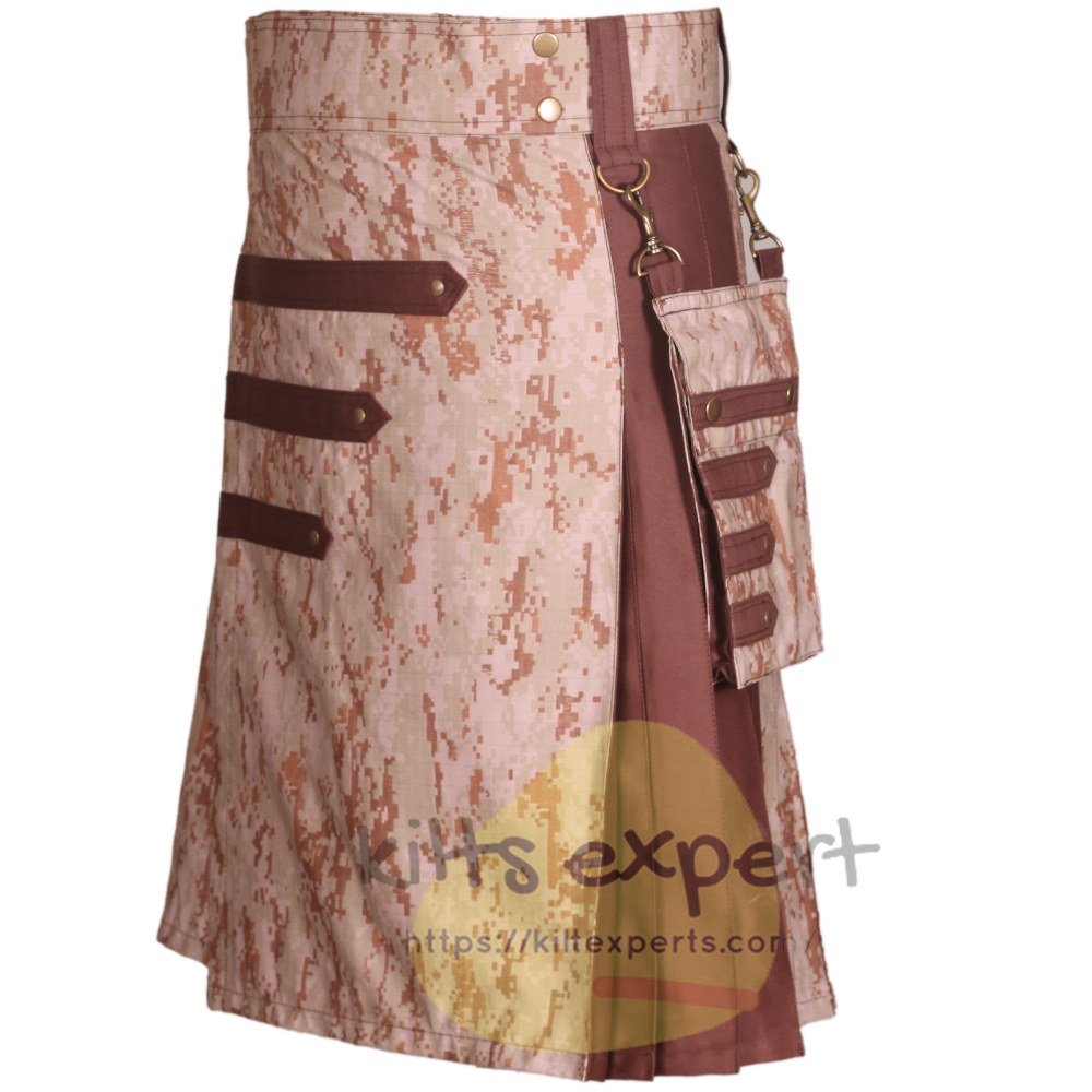 Digital Camo Desert Utility Kilt With Detachable Pockets - Kilt Experts