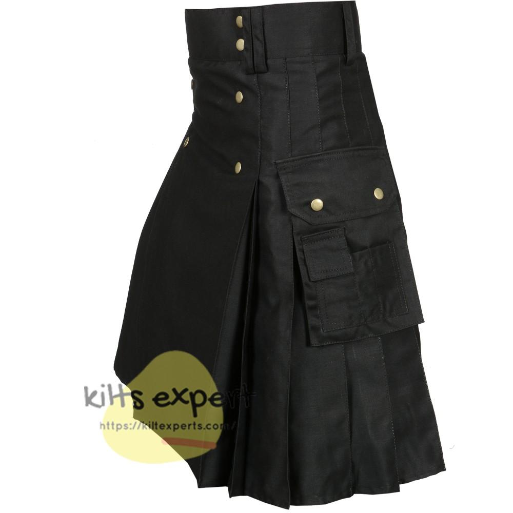 For US Buyers Only - New Modern Pleated Black Utility Kilt - Stock In US Warehouse - Kilt Experts