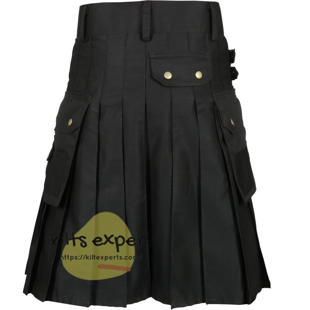 For US Buyers Only - New Modern Pleated Black Utility Kilt - Stock In US Warehouse - Kilt Experts