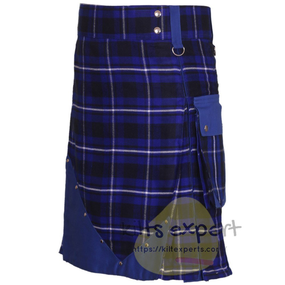 Men's New Stylish Premium Tartan And Cotton In Pleats Hybird Kilt - Kilt Experts