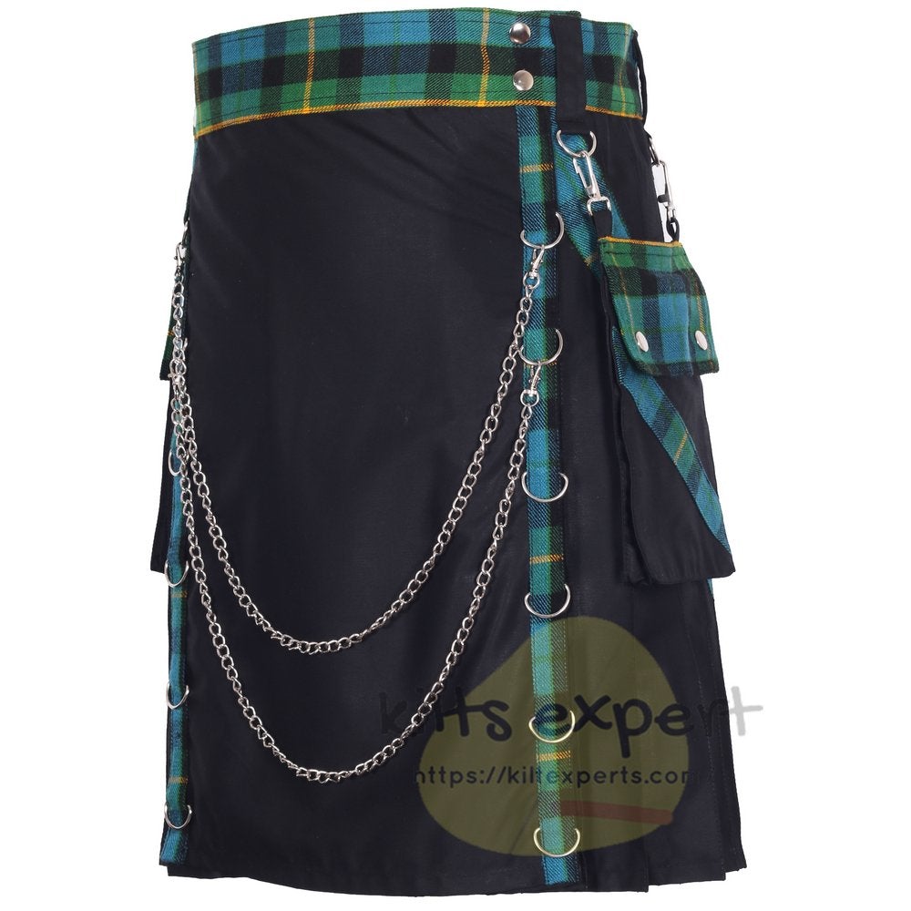 Men's V Style On Pleats Utility Kilt With Detachable Pockets - Kilt Experts