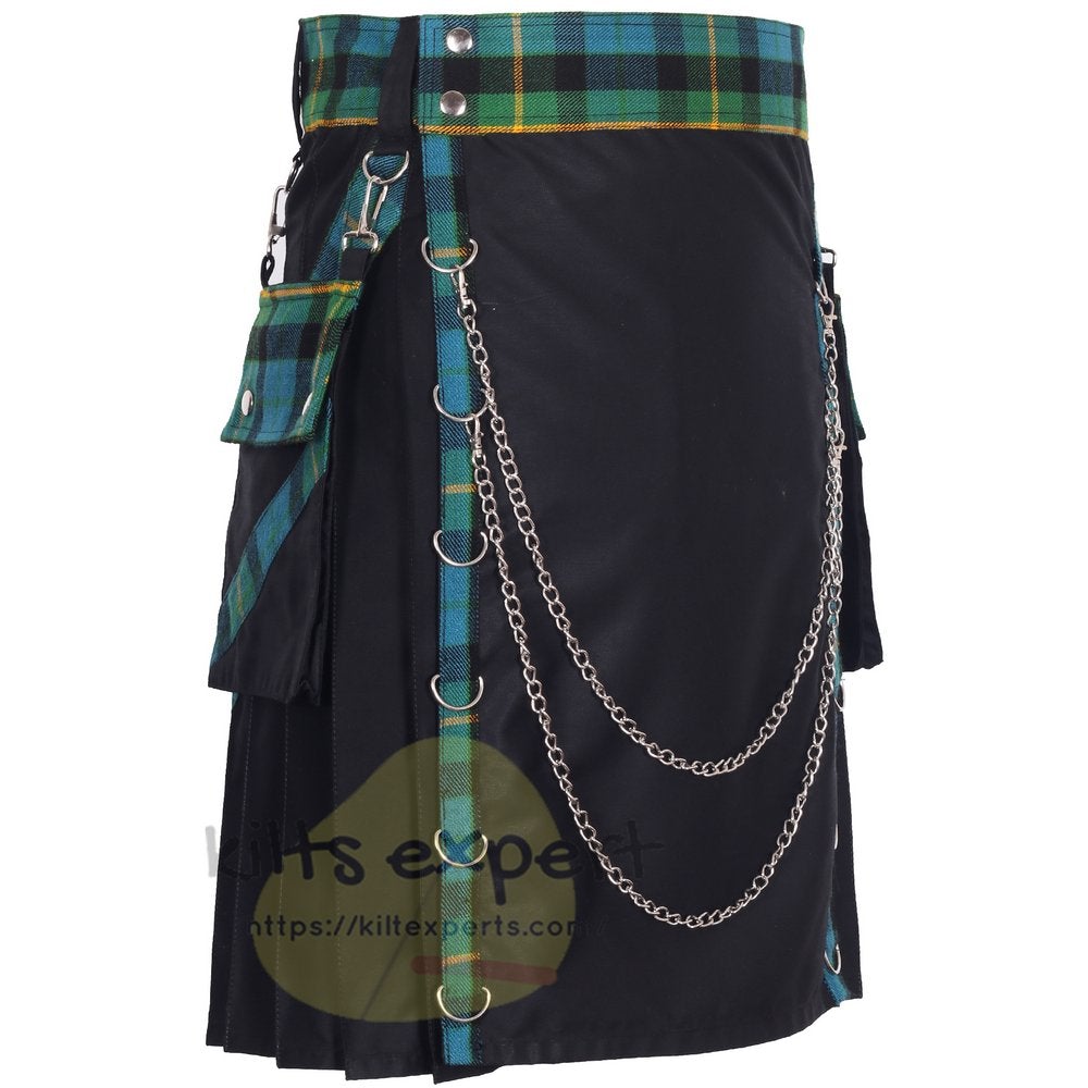 Men's V Style On Pleats Utility Kilt With Detachable Pockets - Kilt Experts