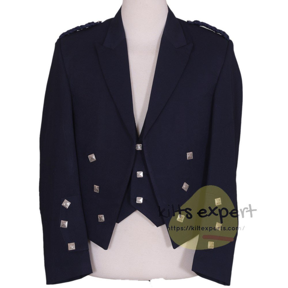 Navy Blue Charlie Jacket With 3 Button Vest - Kilt Experts