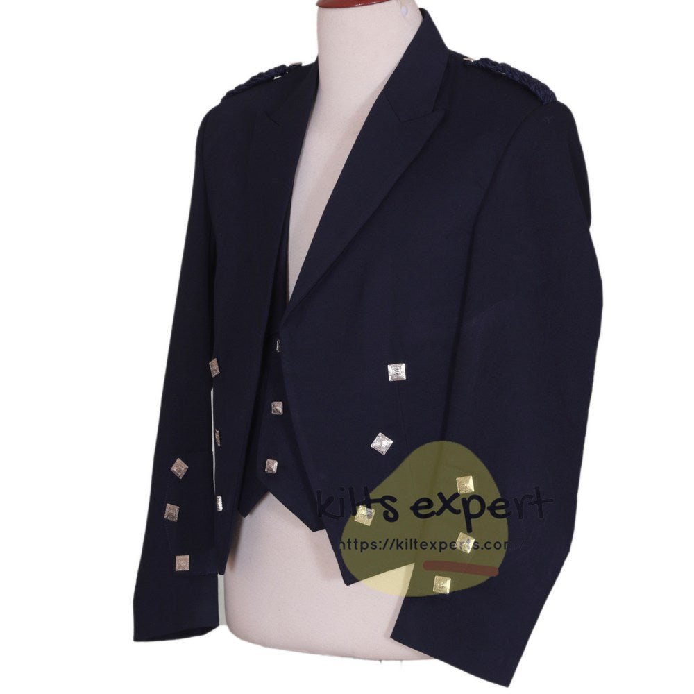 Navy Blue Charlie Jacket With 3 Button Vest - Kilt Experts