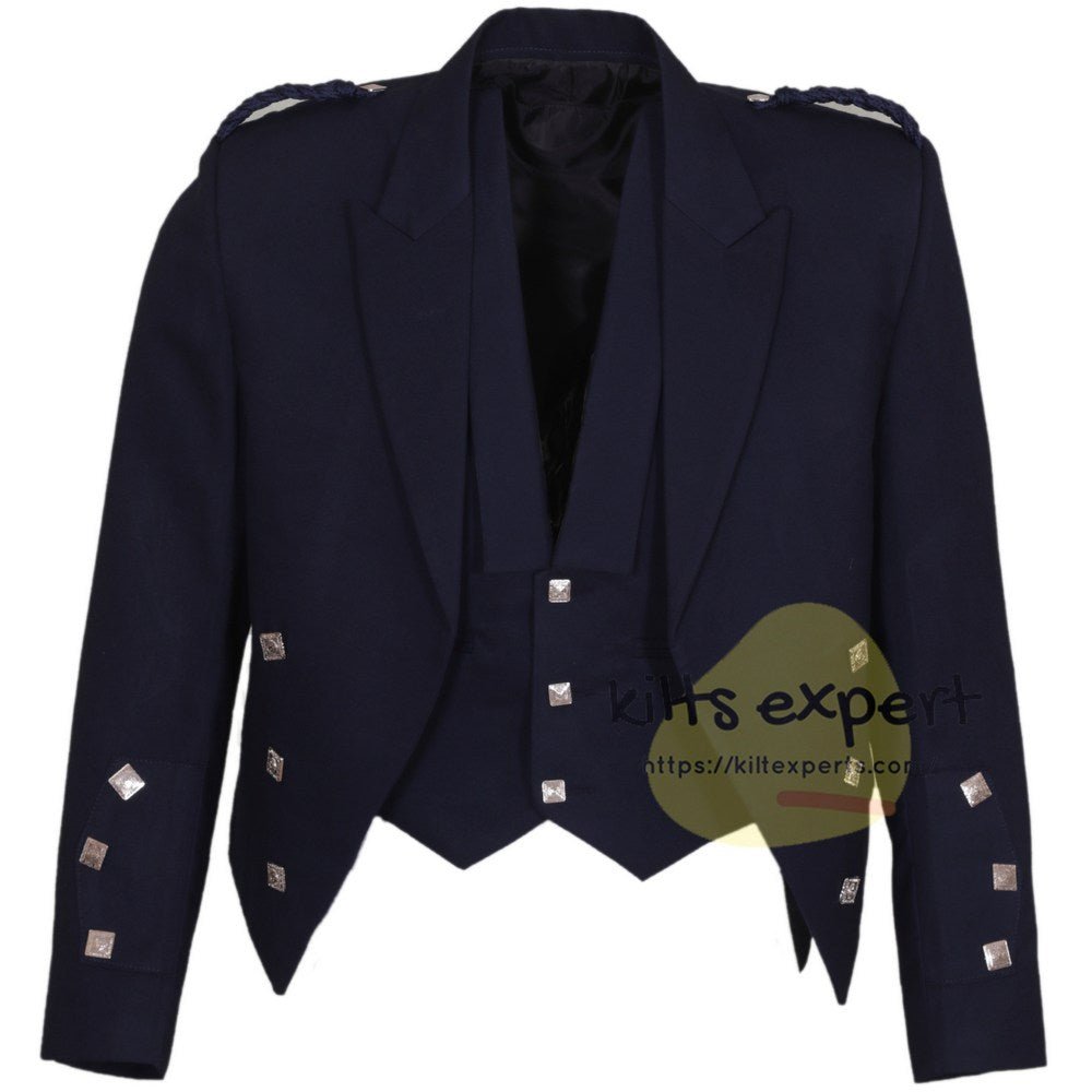 Navy Blue Charlie Jacket With 3 Button Vest - Kilt Experts