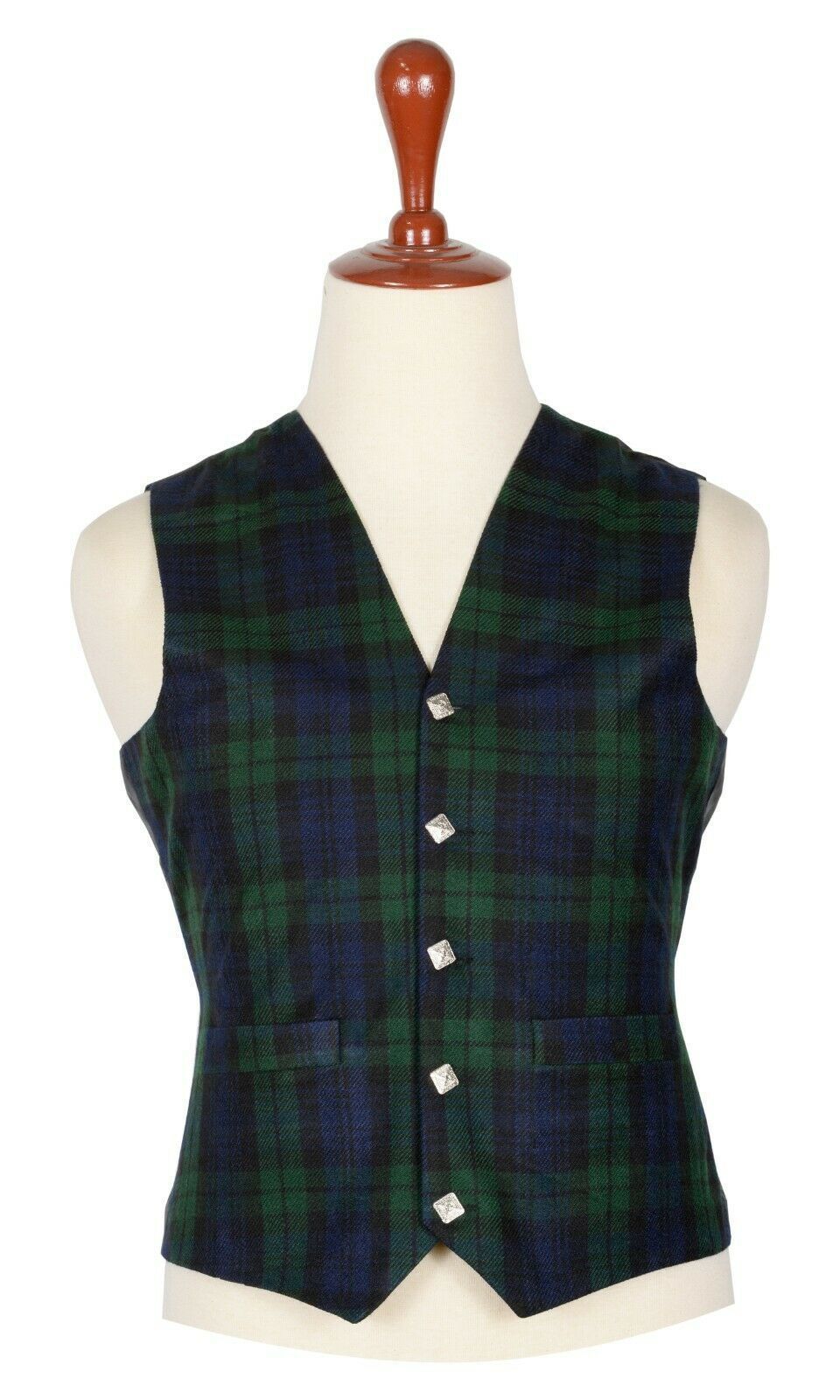 Traditional Scottish Black Watch 5 Buttons Tartan Waistcoat / Plaid Vest Kilt Experts