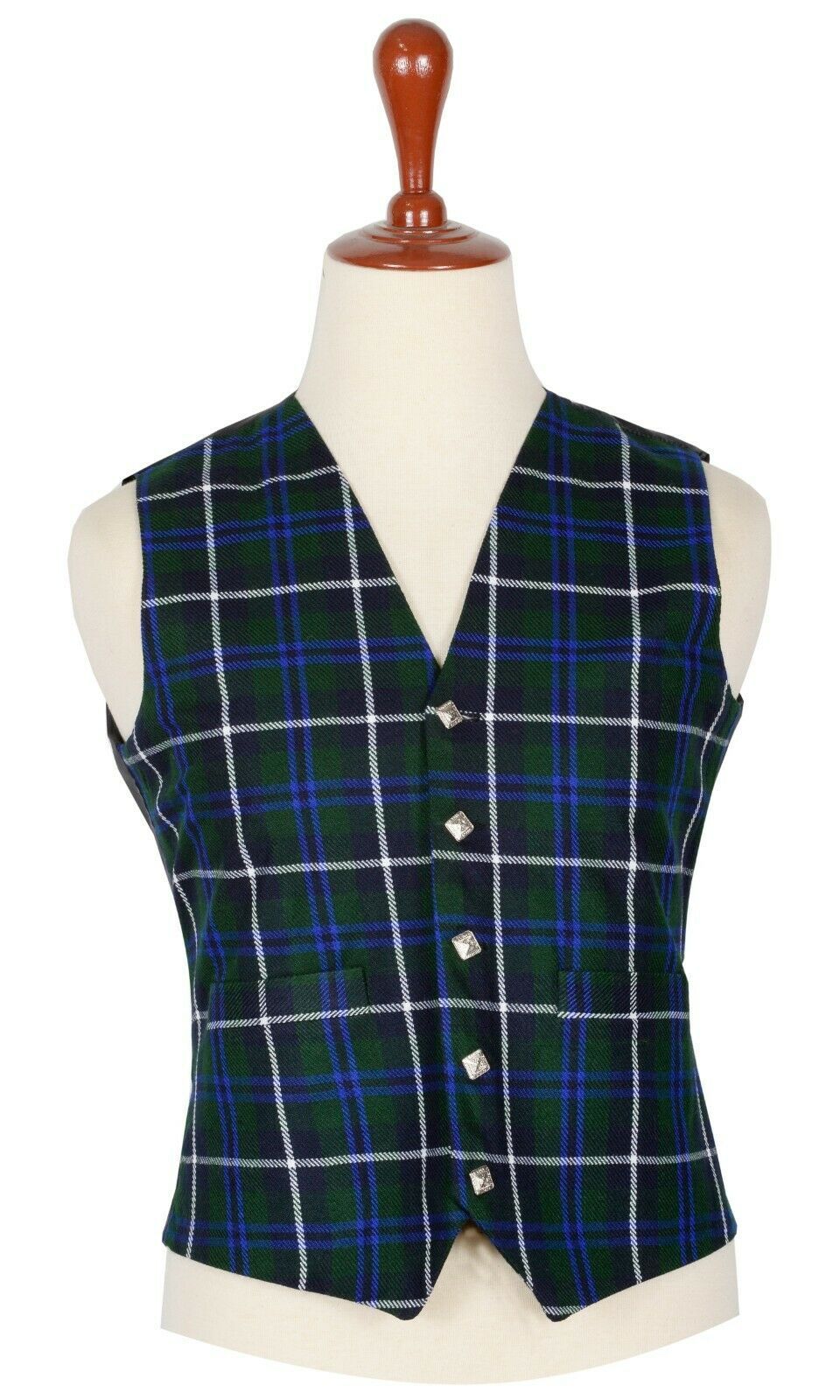 Traditional Scottish Blue Douglas 5 Buttons Tartan Waistcoat / Plaid Vest Kilt Experts