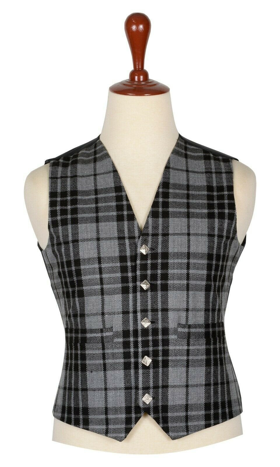 Traditional Scottish Grey Highlander 5 Buttons Tartan Waistcoat / Plaid Vest Kilt Experts