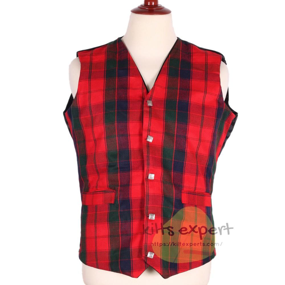 Traditional Scottish Robertson Tartan 5 Buttons Tartan Waistcoat / Plaid Vest - Kilt Experts