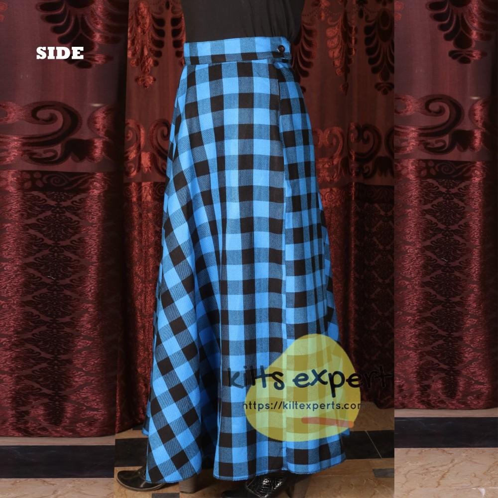 Women's Long Plaid Skirt - Button Zipped Kilt Experts