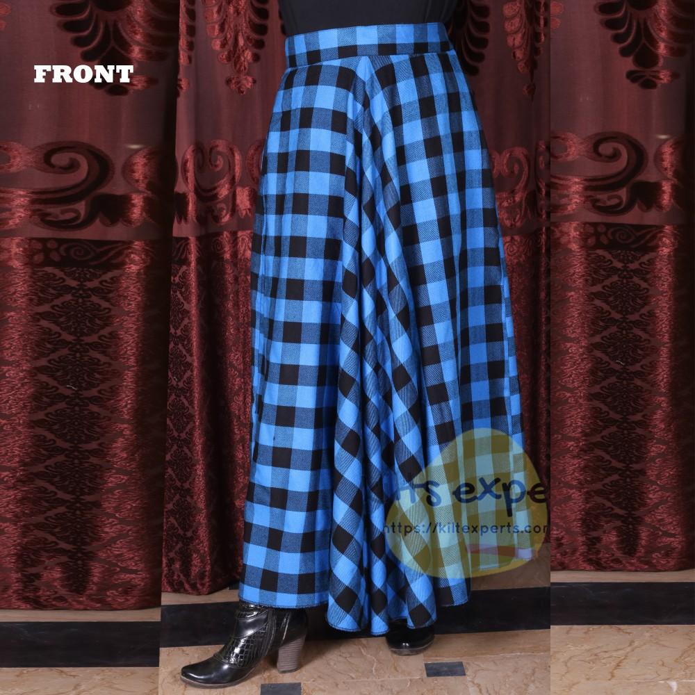 Women's Long Plaid Skirt - Button Zipped Kilt Experts